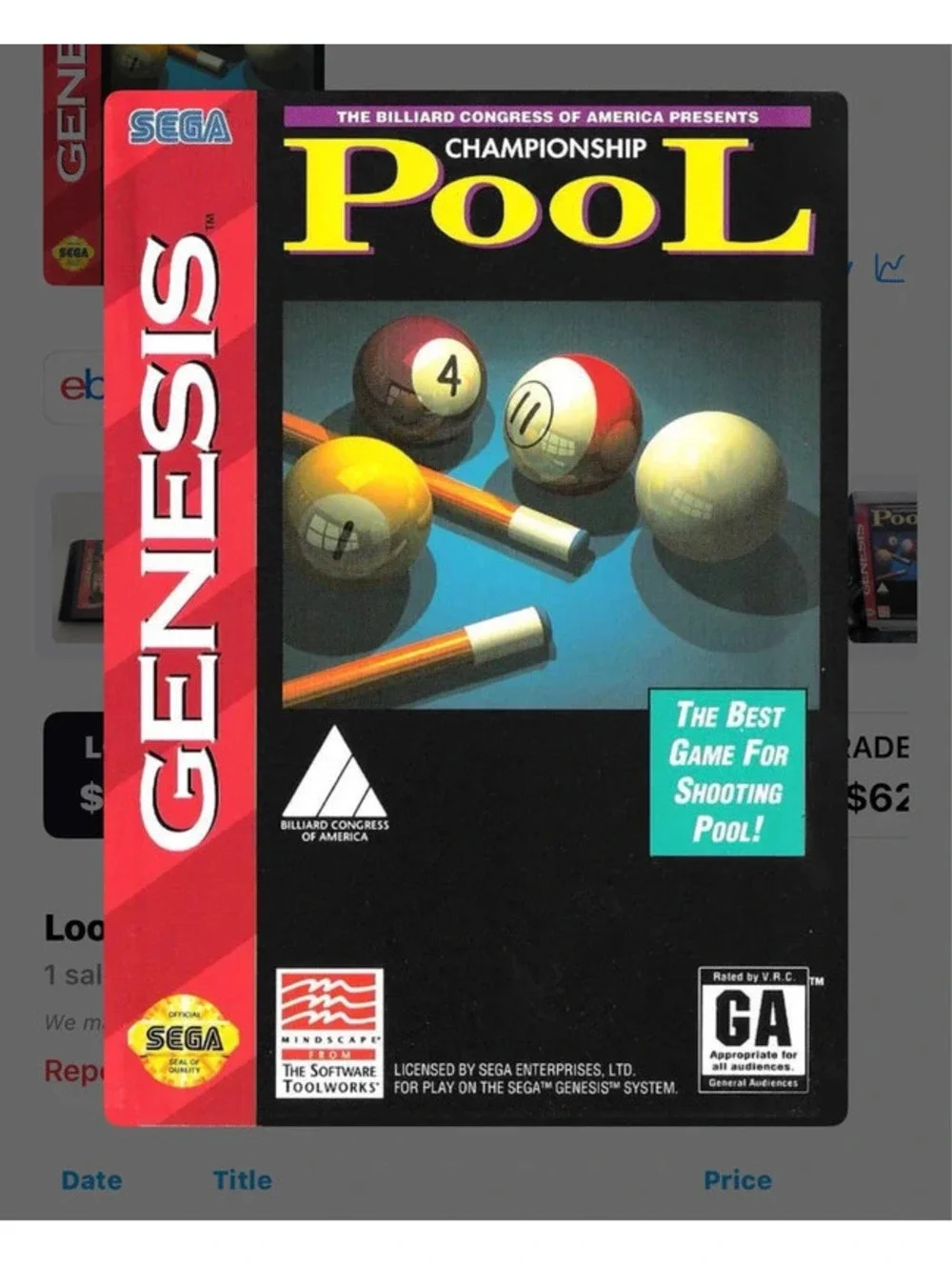 Championship Pool for Sega Genesis